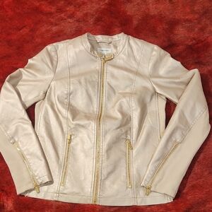 Calvin Klein Women's Beige Leather Jacket